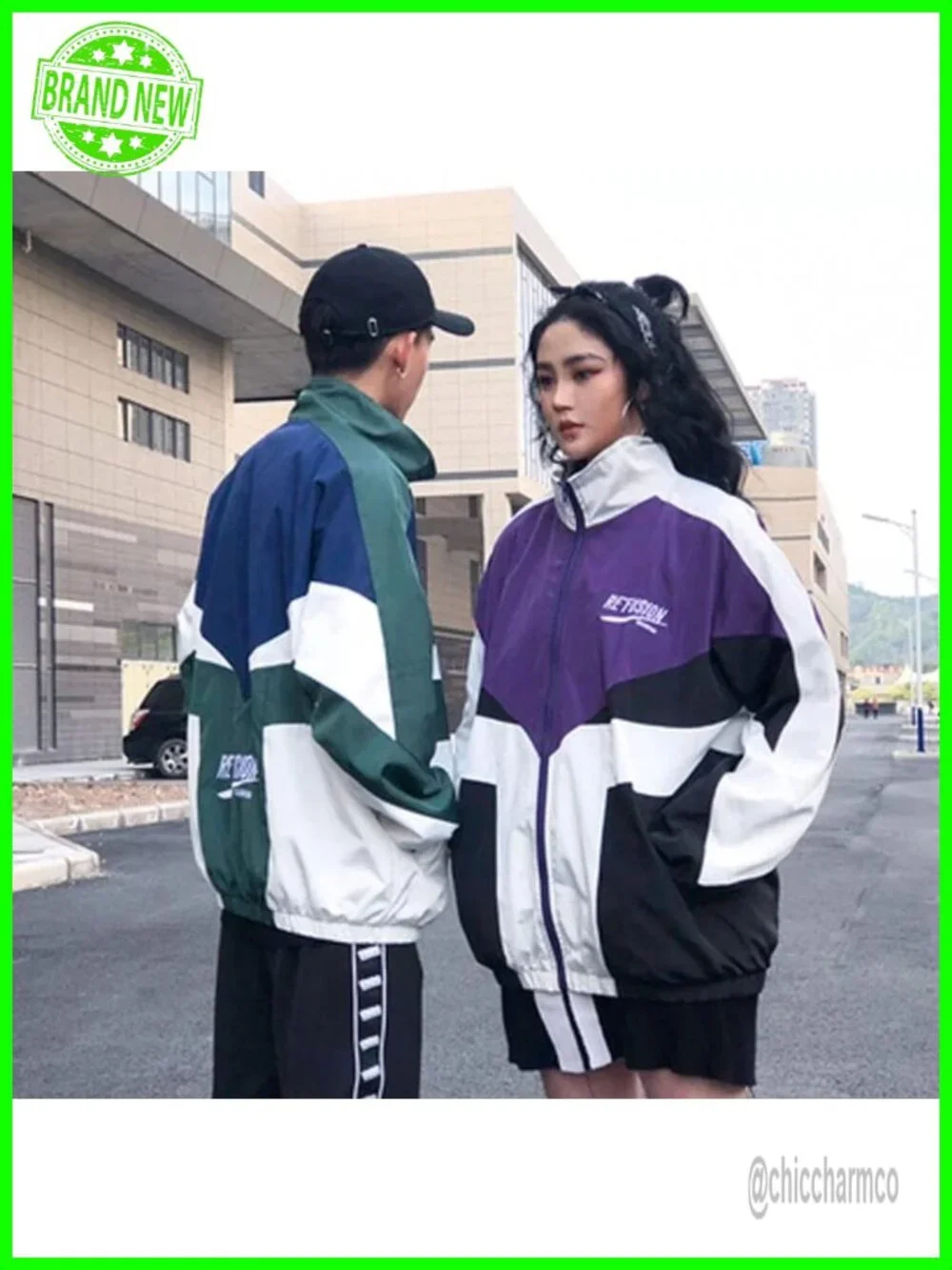 Y2K Varsity Jacket Women Oversized Zip Up Bomber Lightweight Cotton Polyester